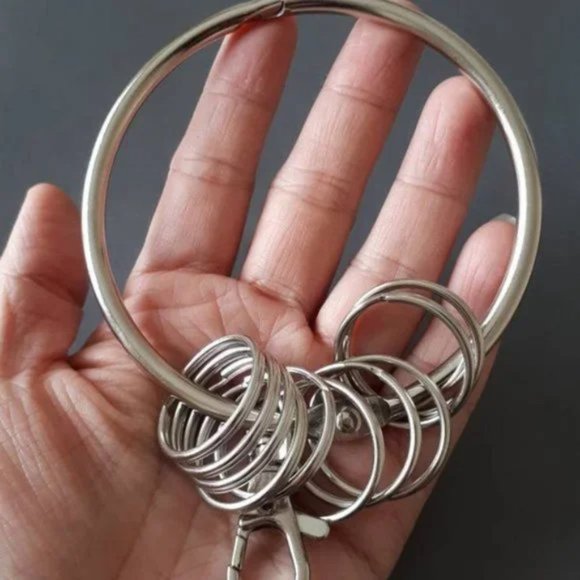 3.5" LARGE-silver tone key ring w/lobster clasp, Unisex key  organizer - Picture 2 of 3